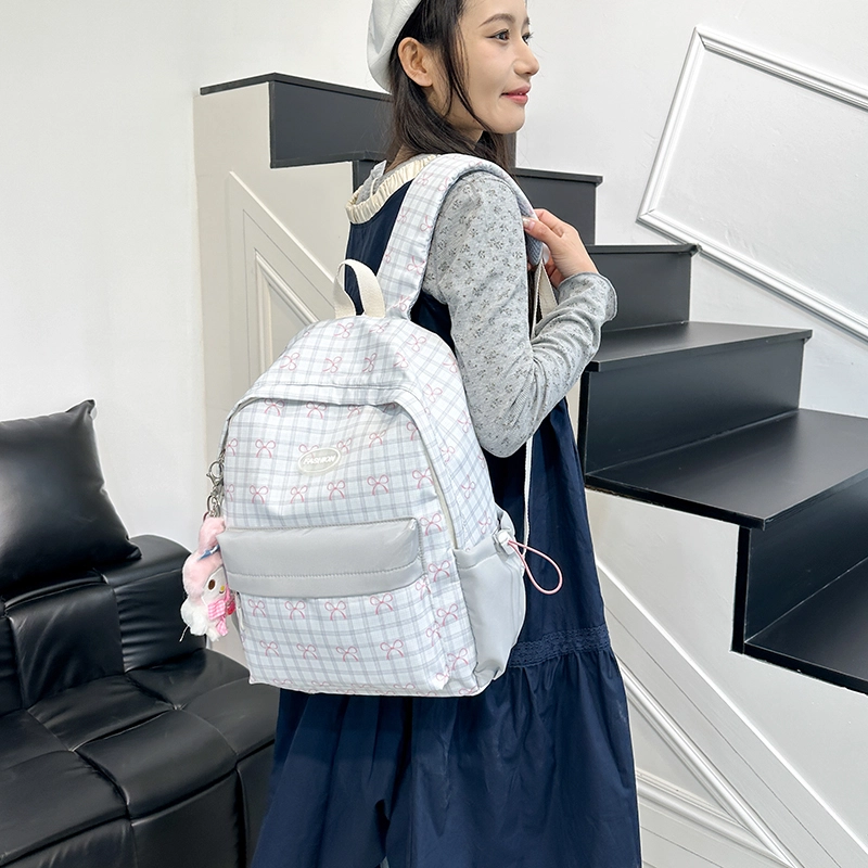 泰格奴 小清新休闲高颜值精美潮版韩版背包初中生高中生大学生上课百搭书包 尼龙布 双肩包 男女同款情侣款 粉色/黄色/绿色/黑色