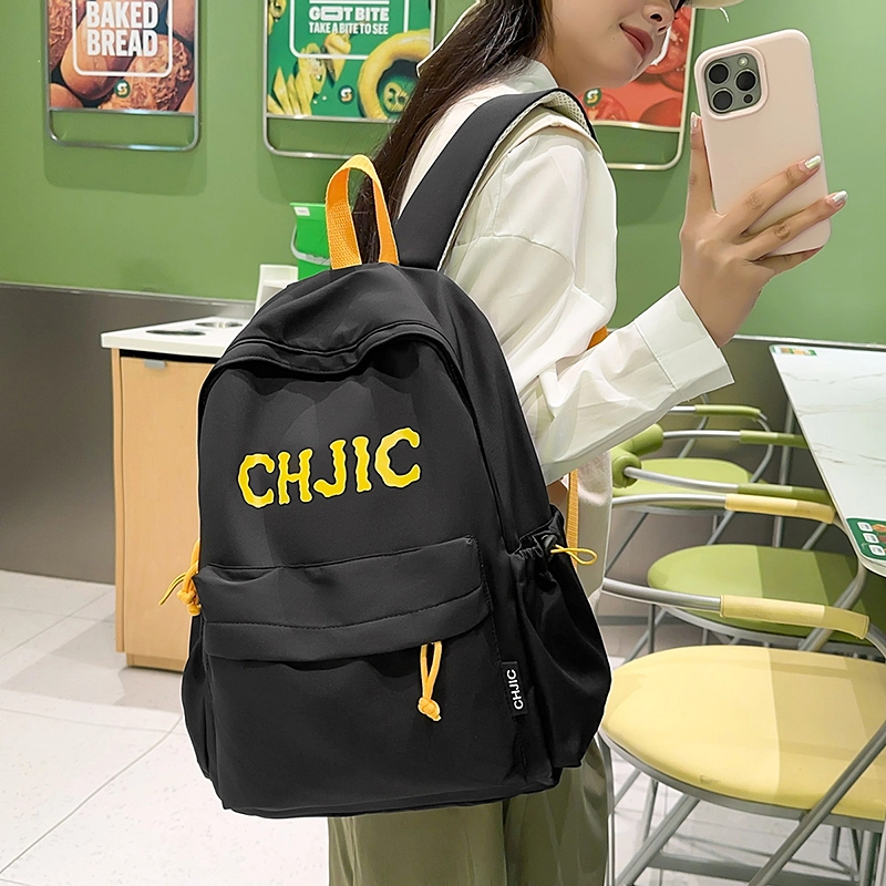 泰格奴 小清新休闲高颜值精美潮版韩版背包初中生高中生大学生上课百搭 尼龙 双肩包 男女同款情侣款 黑色/红色/黄色/蓝色