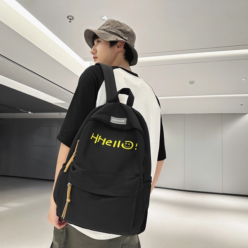 泰格奴 字母印花简约纯色轻便大容量背包初中高中上课百搭书包 尼龙 双肩包 男女同款情侣款 白色/黑色/紫色/ 黄色/桔色/绿色/蓝色/粉色