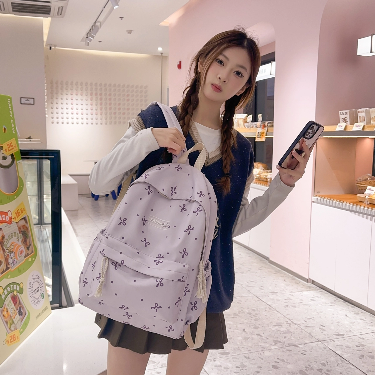 泰格奴 小清新休闲高颜值精美潮版韩版背包初中生高中生大学生上课百搭书包 尼龙 双肩包 女款 多色