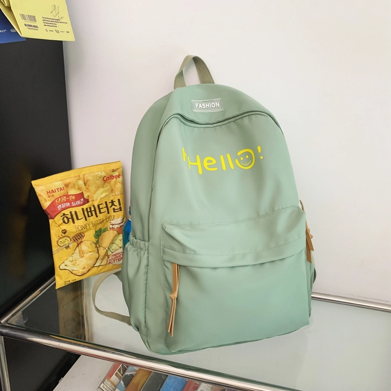 泰格奴 字母印花简约纯色轻便大容量背包初中高中上课百搭书包 尼龙 双肩包 男女同款情侣款 白色/黑色/紫色/ 黄色/桔色/绿色/蓝色/粉色