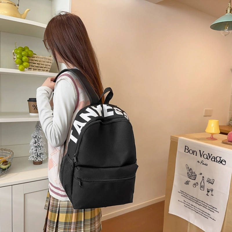 泰格奴 日系初高中大学生毕业季旅游书包简约轻便外出纯色百搭背包女生 尼龙 双肩包 男女同款情侣款 红色/紫色/黄色/黑色/浅灰色/粉红色