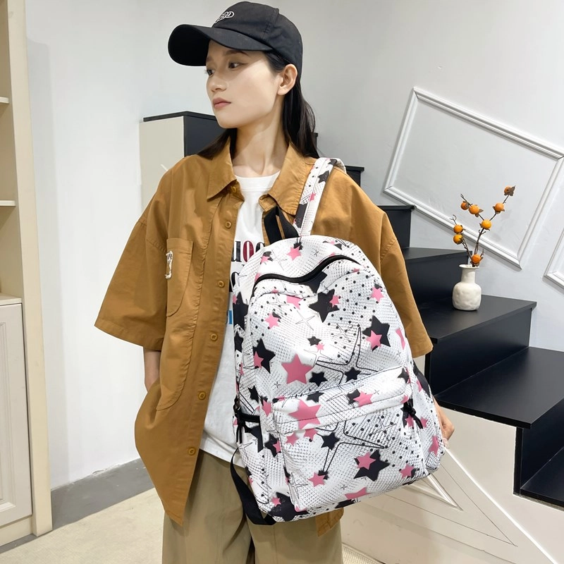 泰格奴 撞色系轻便百搭背包个性气质潮流时尚初中高中大学生上课百搭书包 尼龙 双肩包 常规 男女同款情侣款 黑色/粉红色/黄色/绿色/蓝色