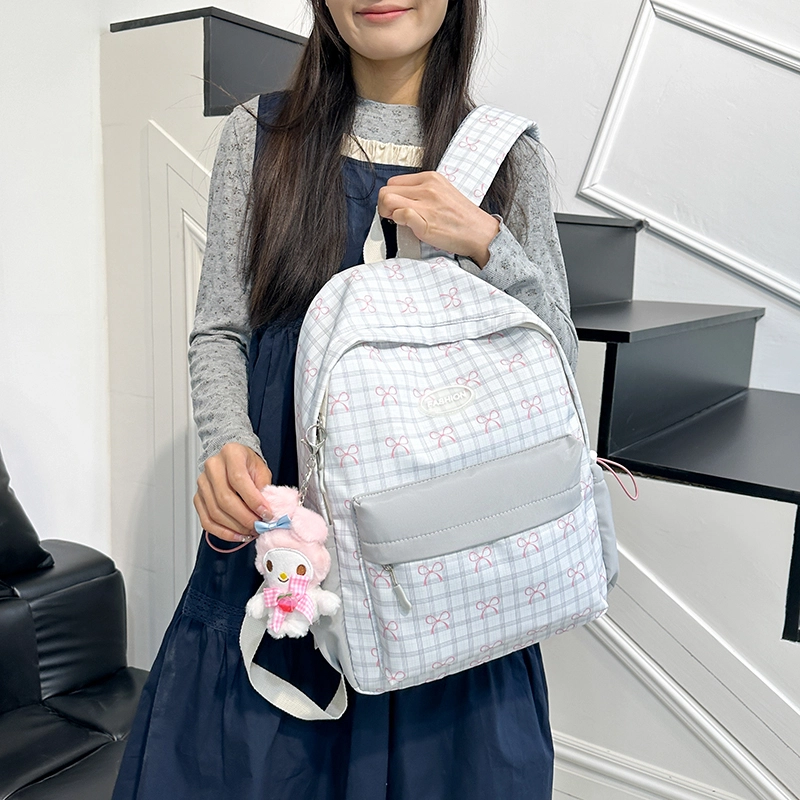 泰格奴 小清新休闲高颜值精美潮版韩版背包初中生高中生大学生上课百搭书包 尼龙布 双肩包 男女同款情侣款 粉色/黄色/绿色/黑色
