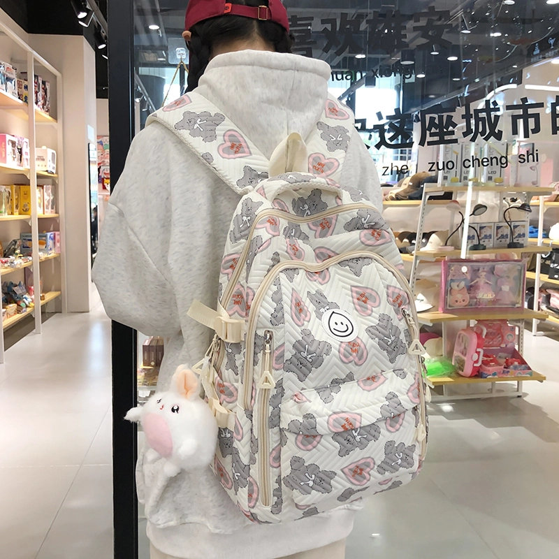泰格奴 小清新休闲高颜值精美潮版韩版背包初中生高中生大学生上课百搭书包 尼龙 双肩包 男女同款情侣款 粉红色/蓝色/灰色/黑色