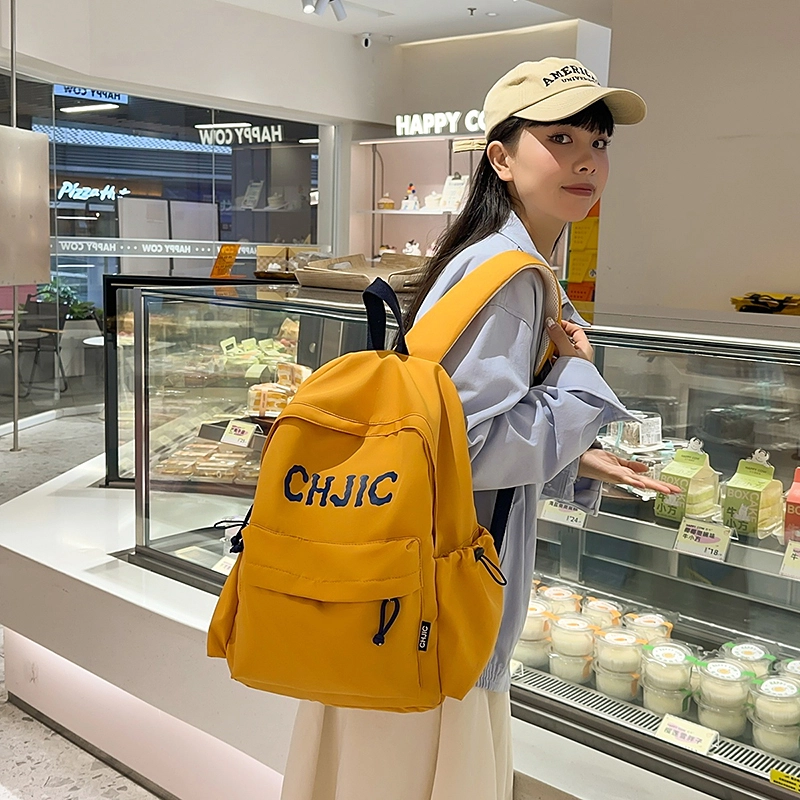 泰格奴 小清新休闲高颜值精美潮版韩版背包初中生高中生大学生上课百搭 尼龙 双肩包 男女同款情侣款 黑色/红色/黄色/蓝色