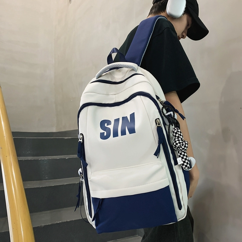 泰格奴  字母印花轻便简约国风运动背包初中生高中生大学生上课百搭书包 尼龙 双肩包 男女同款情侣款 黑色/红色/卡其色/绿色/蓝色