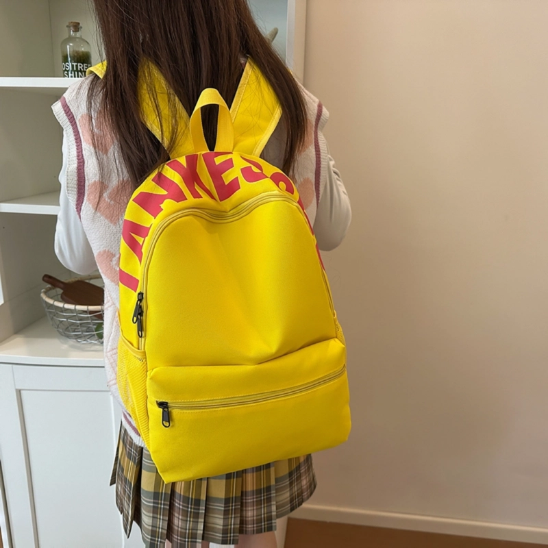 泰格奴 日系初高中大学生毕业季旅游书包简约轻便外出纯色百搭背包女生 尼龙 双肩包 男女同款情侣款 红色/紫色/黄色/黑色/浅灰色/粉红色