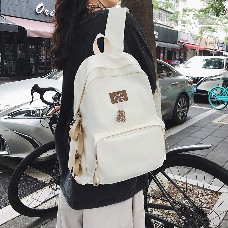泰格奴 工装机能百搭个性运动街头旅行大容量背包初高中生大学生上课书包 尼龙 双肩包 男女同款情侣款 白色/黑色/卡其色/孔雀蓝