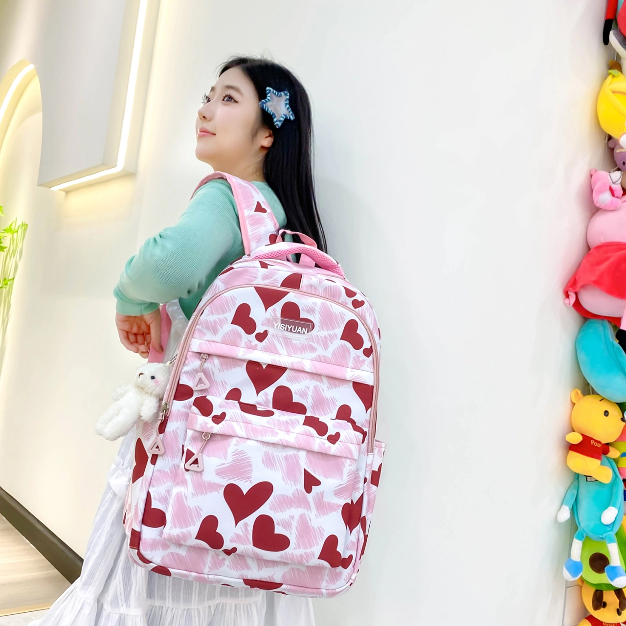 泰格奴 涂鸦精美机能通勤旅行小清新轻便高颜值大容量背包初中高中大学生上课百搭书包 尼龙 双肩包 女款 黑色/紫色/粉色/蓝色