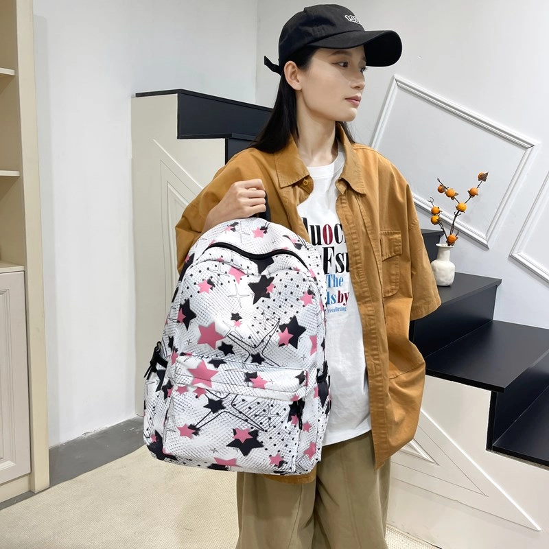 泰格奴 撞色系轻便百搭背包个性气质潮流时尚初中高中大学生上课百搭书包 尼龙 双肩包 常规 男女同款情侣款 黑色/粉红色/黄色/绿色/蓝色