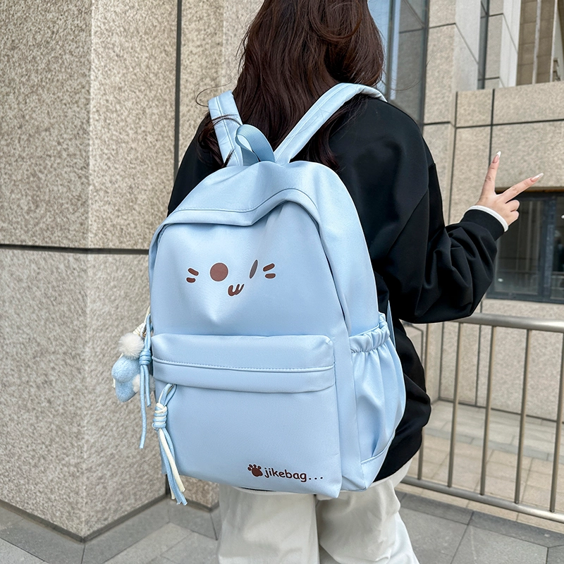 泰格奴 字母印花轻便简约国风大容量运动耐磨背包初中生高中生大学生上课百搭书包 尼龙 双肩包 常规 女款 米白色/黑色/黄色/蓝色