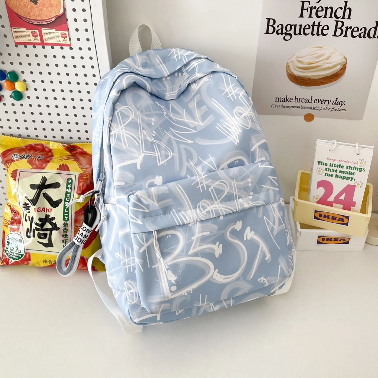 泰格奴 字母印花轻便简约大容量运动耐磨背包初中生高中生大学生上课百搭书包 尼龙 双肩包 男女同款情侣款 多色