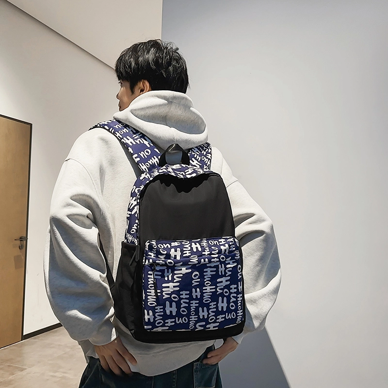 泰格奴 涂鸦精美机能通勤旅行小清新轻便高颜值大容量背包初中高中大学生上课百搭书包 尼龙 双肩包 男女同款情侣款 蓝色/花色/红色/黑色