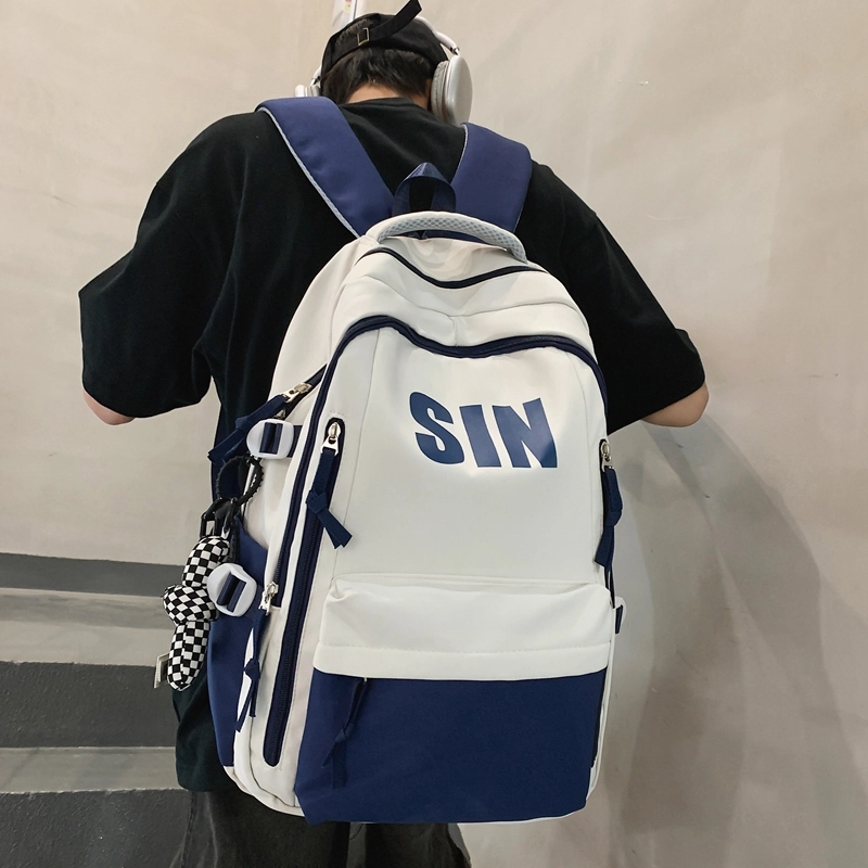 泰格奴  字母印花轻便简约国风运动背包初中生高中生大学生上课百搭书包 尼龙 双肩包 男女同款情侣款 黑色/红色/卡其色/绿色/蓝色