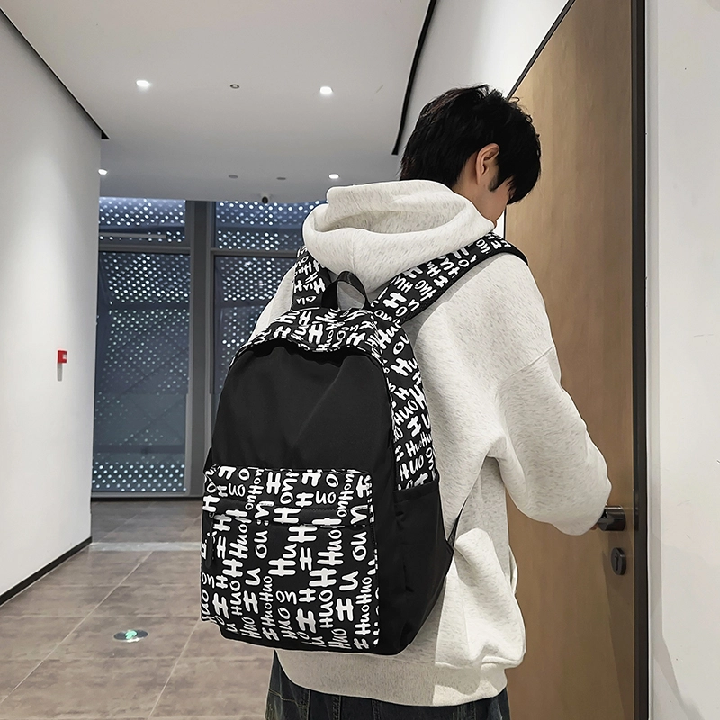 泰格奴 涂鸦精美机能通勤旅行小清新轻便高颜值大容量背包初中高中大学生上课百搭书包 尼龙 双肩包 男女同款情侣款 蓝色/花色/红色/黑色