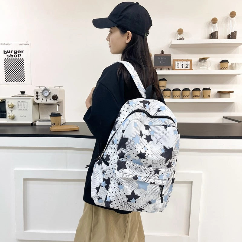 泰格奴 撞色系轻便百搭背包个性气质潮流时尚初中高中大学生上课百搭书包 尼龙 双肩包 常规 男女同款情侣款 黑色/粉红色/黄色/绿色/蓝色