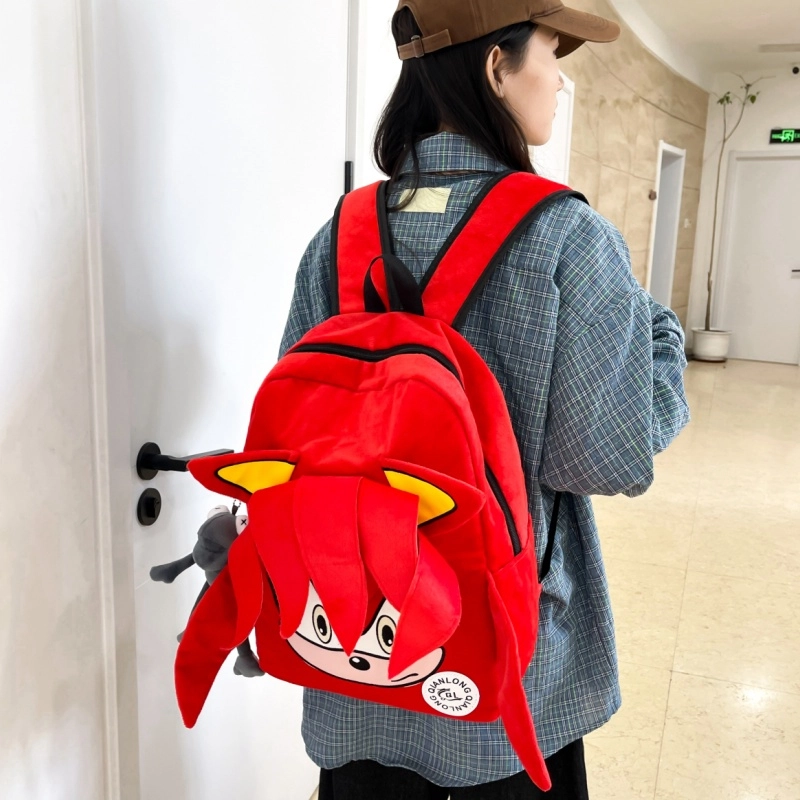 泰格奴 卡通高颜值日韩学生上课百搭书包 毛绒 背包双肩包 男女同款情侣款 黑色 红色 紫色 蓝色