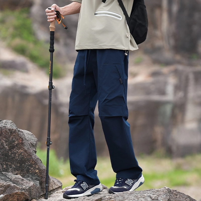 加荣 宽松直筒休闲裤潮牌帅气户外登山裤青少年山系徒步阔腿裤日系复古纯色长裤设计感工装裤 男女同款