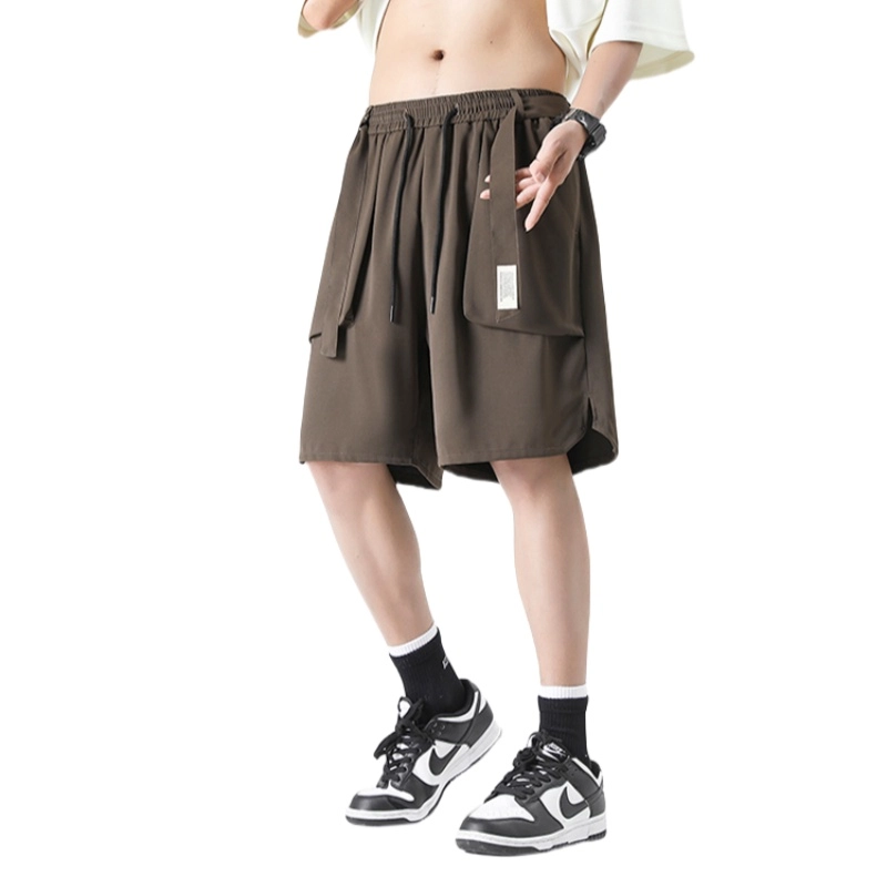加荣 冰丝工装短裤男夏季轻薄透气潮牌青少年户外出行百搭美式复古垂感五分裤宽松休闲速干松紧腰中裤工装短裤 男女同款