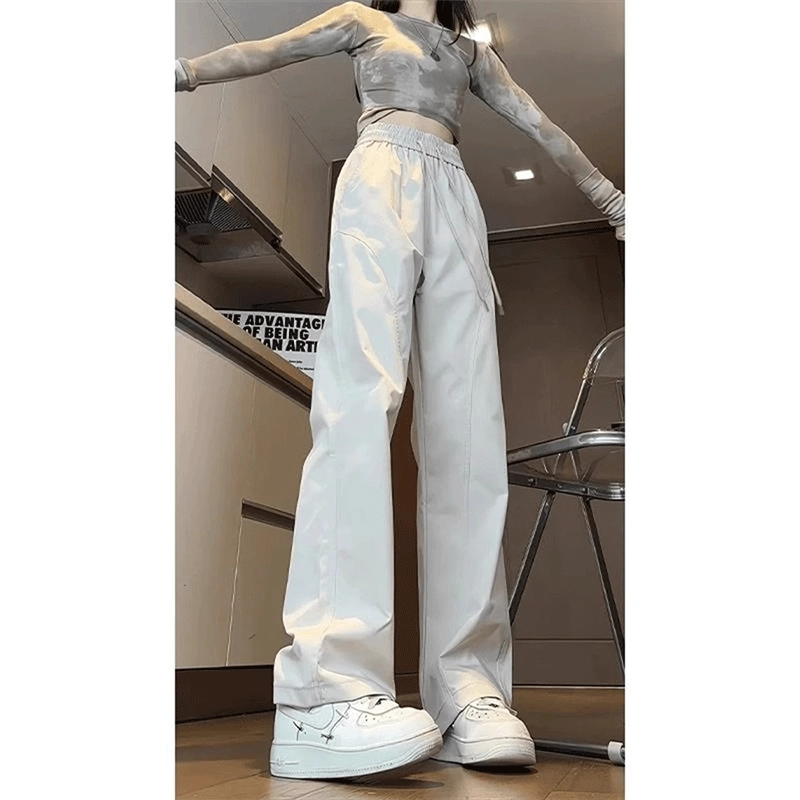 加荣 美式透气高腰显瘦运动速干冰丝直筒裤女夏季薄款高个子工装裤子户外休闲裤 男女同款