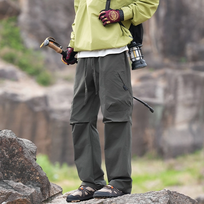 加荣 宽松直筒休闲裤潮牌帅气户外登山裤青少年山系徒步阔腿裤日系复古纯色长裤设计感工装裤 男女同款