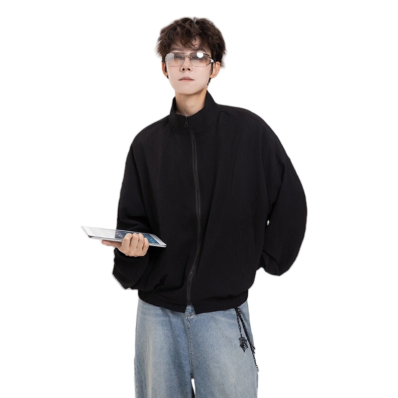 加荣 冰丝凉感运动衣男款夏季轻薄透气潮牌青少年户外百搭立领外套小众设计感宽松休闲上衣 男女同款