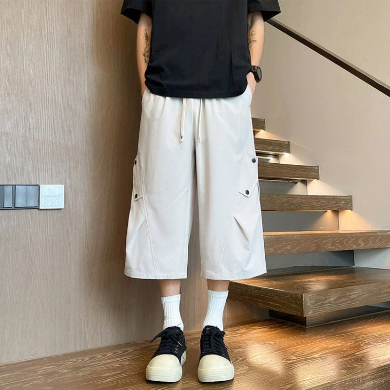 加荣 美式伞兵薄款冰丝透气速干垂感直筒休闲大码过膝潮流百搭七分裤工装短裤 男女同款