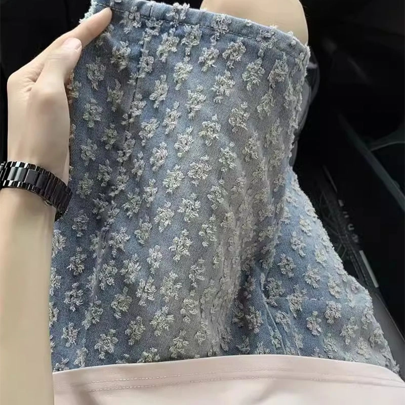 拾个壹先生 满印提花设计美式中性风个性街头艺术超重工小众潮牌高级感宽松直筒水洗牛仔短裤 男女同款