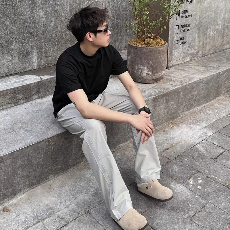 拾个壹先生 纯色基础款凉感西裤微喇透气户外通勤休闲裤 男女同款