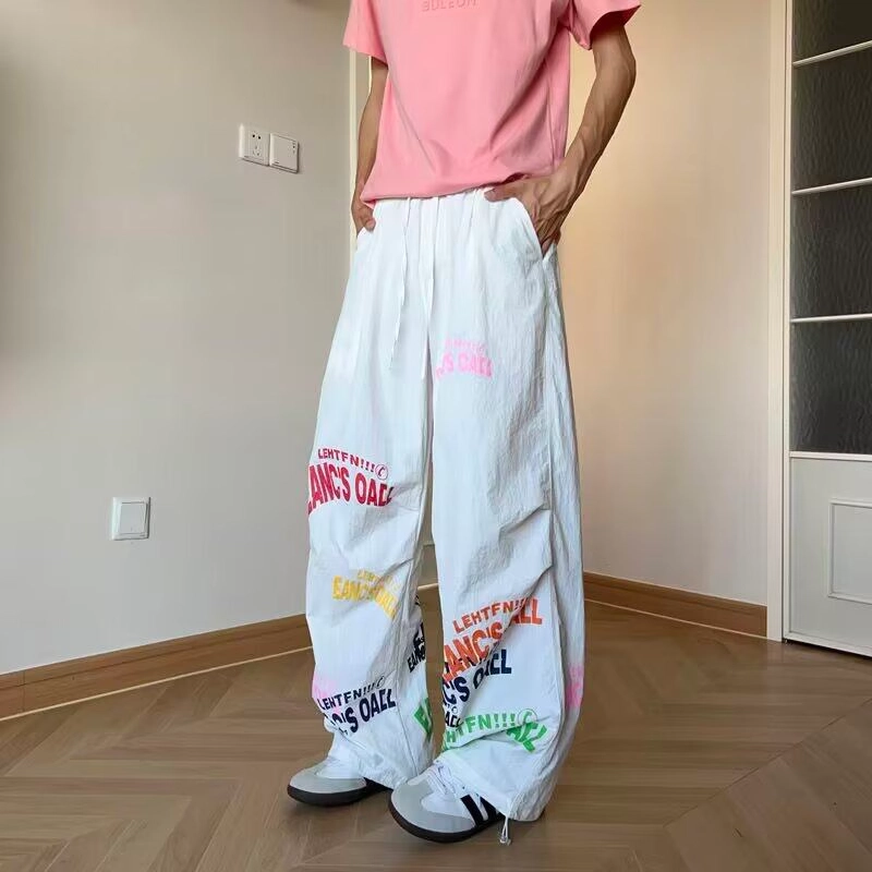 拾个壹先生 美式潮流简约字母印花阔腿宽松休闲裤 男女同款