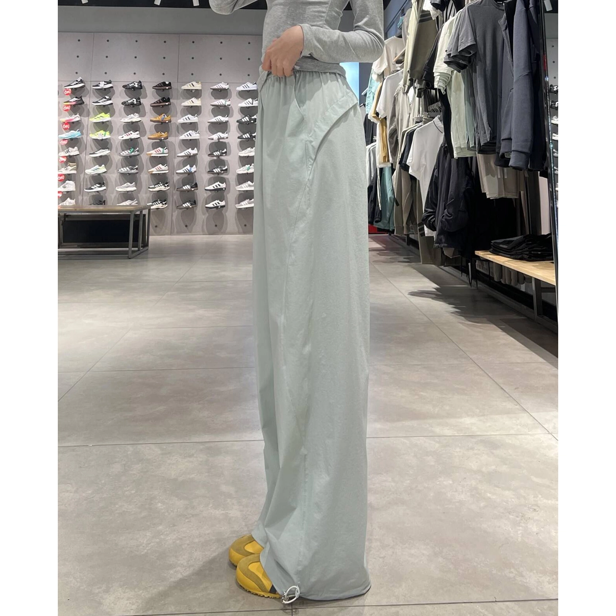 帝狼牛 美式高腰阔腿纯色舒适通勤夏季薄款拖地长裤休闲裤 女款