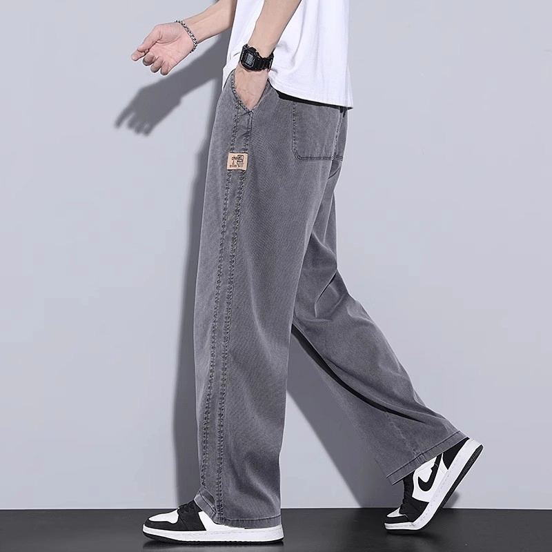 吉肯蒂 宽松垂感阔腿时尚百搭简约牛仔裤 男款