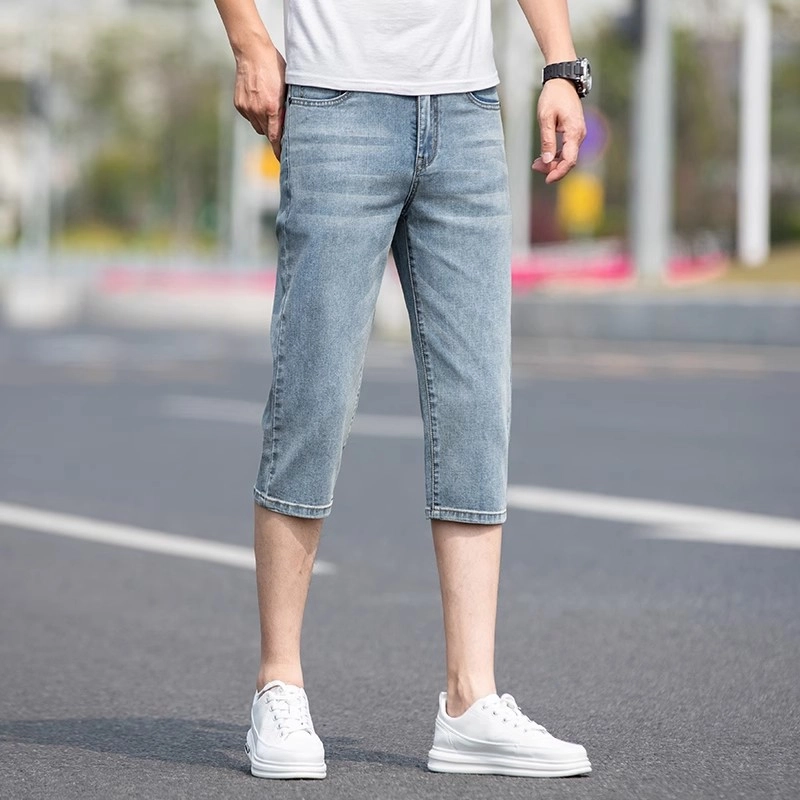 吉肯蒂 直筒夏季薄款七分裤韩版潮流休闲牛仔短裤 男款