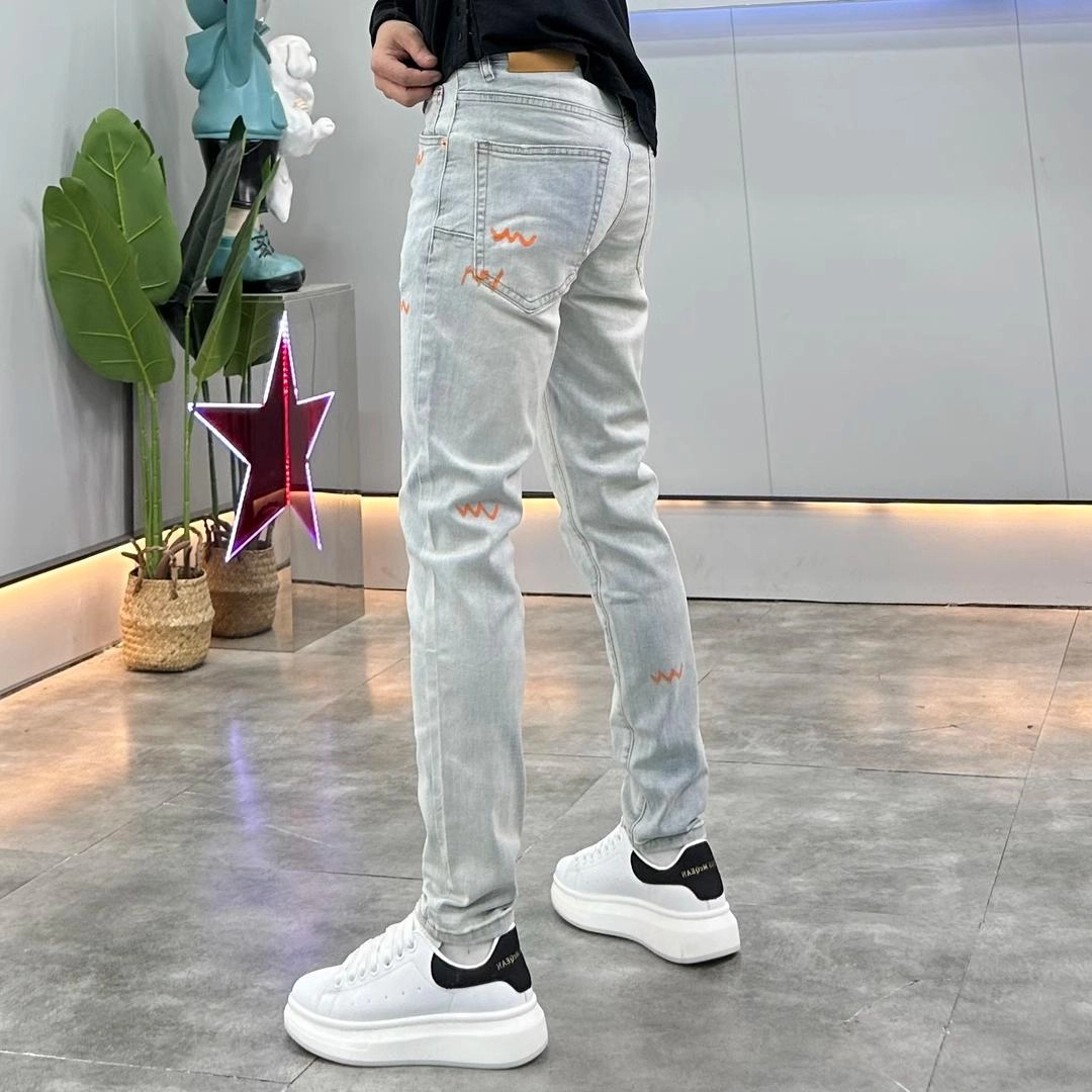 吉肯蒂 高端九分修身薄款潮流百搭舒适时尚复古牛仔裤 男款