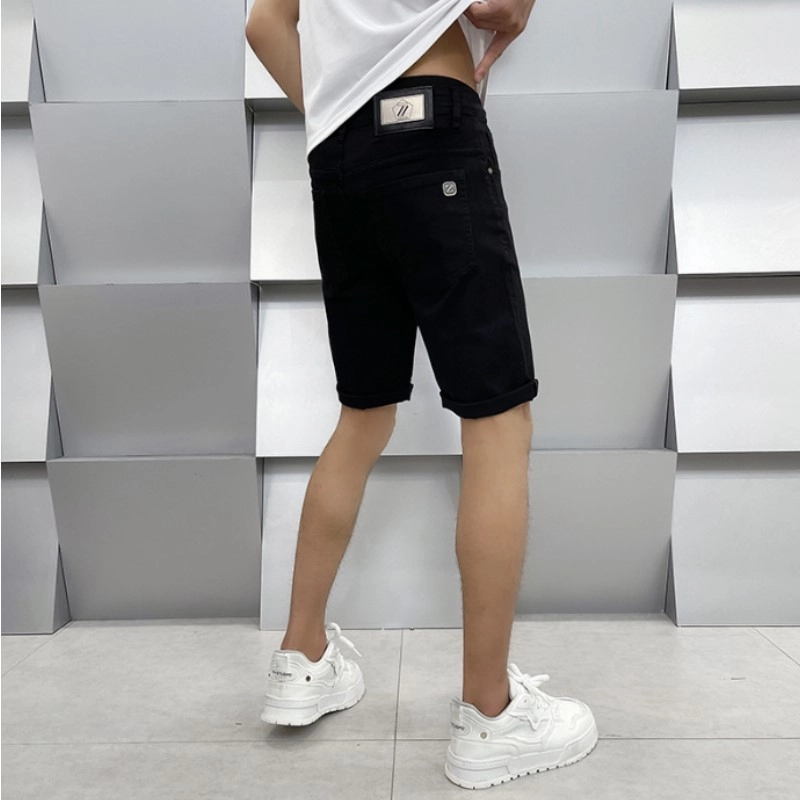 吉肯蒂 欧美高端潮牌简约白色轻奢男士五分修身小直筒牛仔短裤 男款