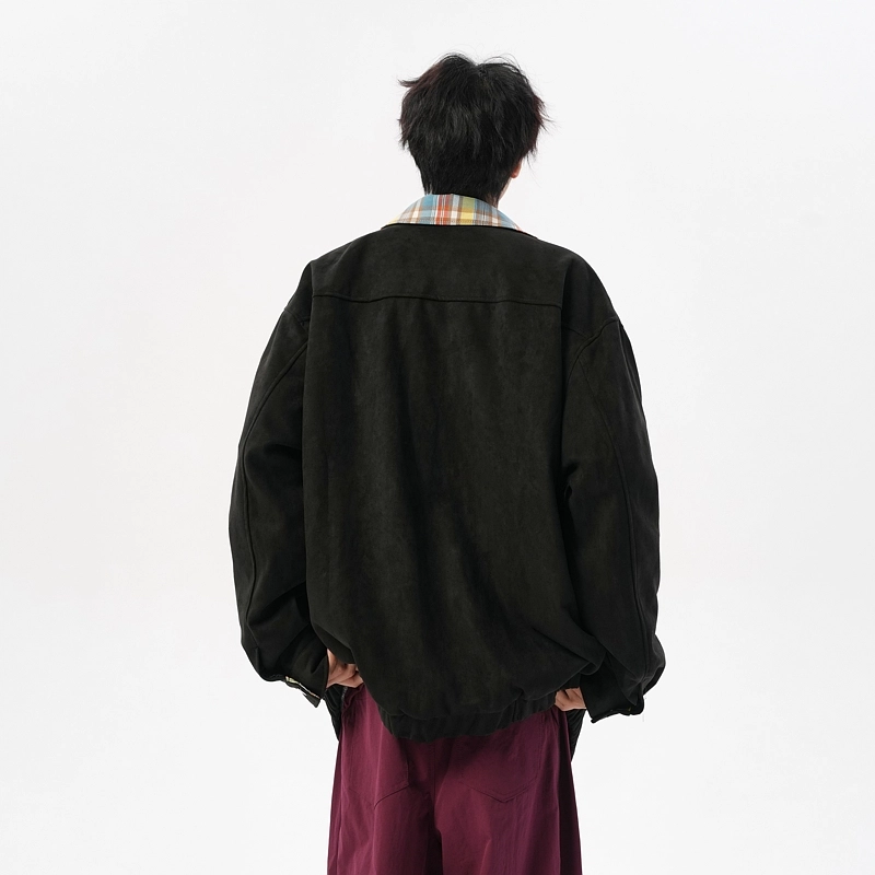 冈哉 春秋款机车棒球服痞帅高街外套美式绣花撞色拼接假两件连帽百搭工装休闲宽松春秋季拉链大码个性舒适潮流日常通勤夹克 男女同款