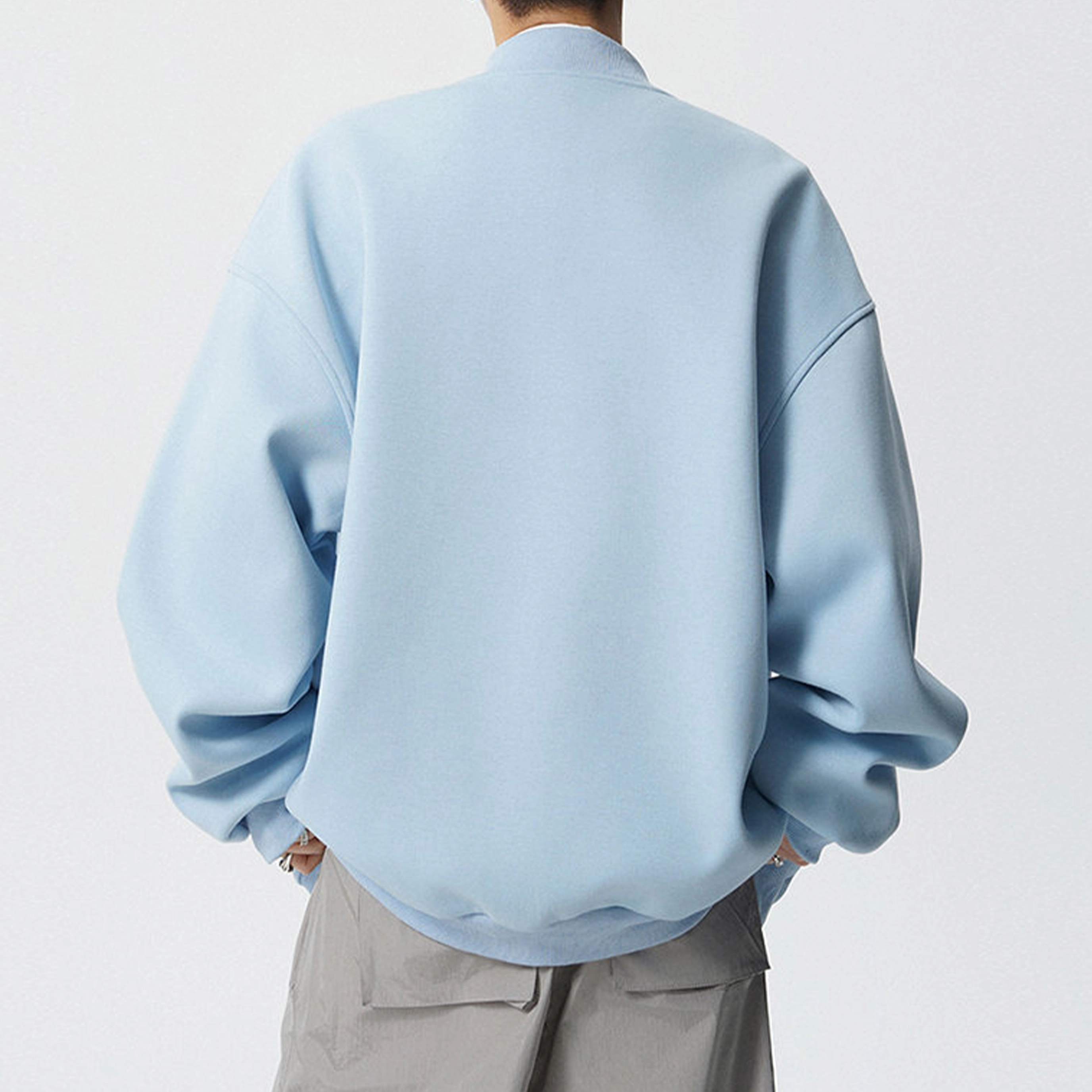 冈哉 美式潮流纯色简约基础款休闲运动复古棒球服开衫日常通勤保暖舒适透气卫衣 男女同款