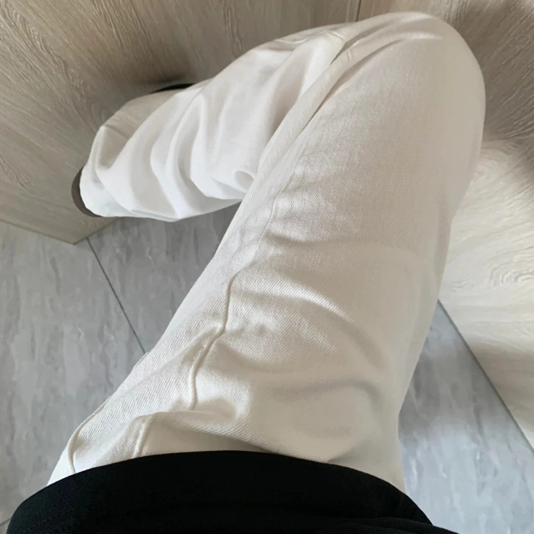 冈哉 美式潮流高街垂感纯色修身有弹直筒时尚潮牌日系个性日常通勤基础款休闲牛仔裤 男女同款
