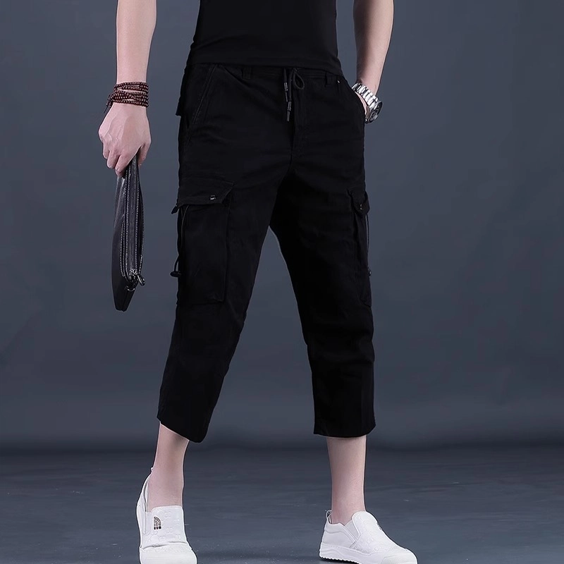 尘映 美式宽松直筒裤弹力工装裤子外穿时尚舒适百搭休闲短裤 男款