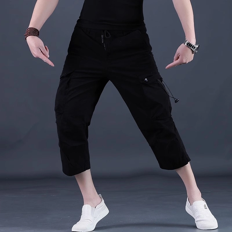 尘映 美式宽松直筒裤弹力工装裤子外穿时尚舒适百搭休闲短裤 男款