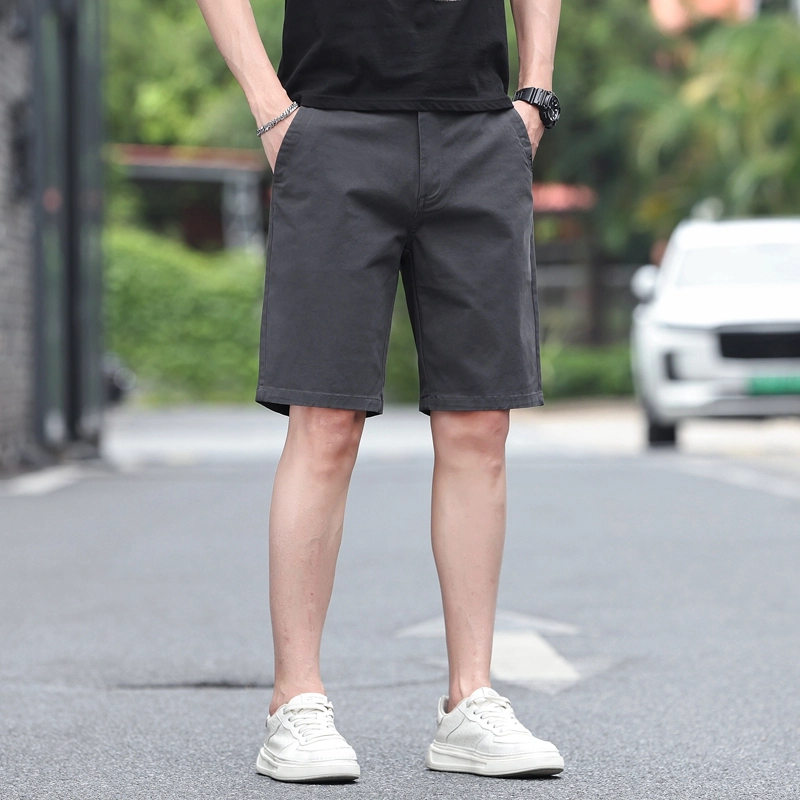 尘映 夏季薄款高端轻奢纯棉宽松轻商务时尚百搭直筒七分休闲短裤 男款