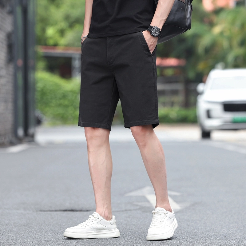 尘映 夏季薄款高端轻奢纯棉宽松轻商务时尚百搭直筒七分休闲短裤 男款