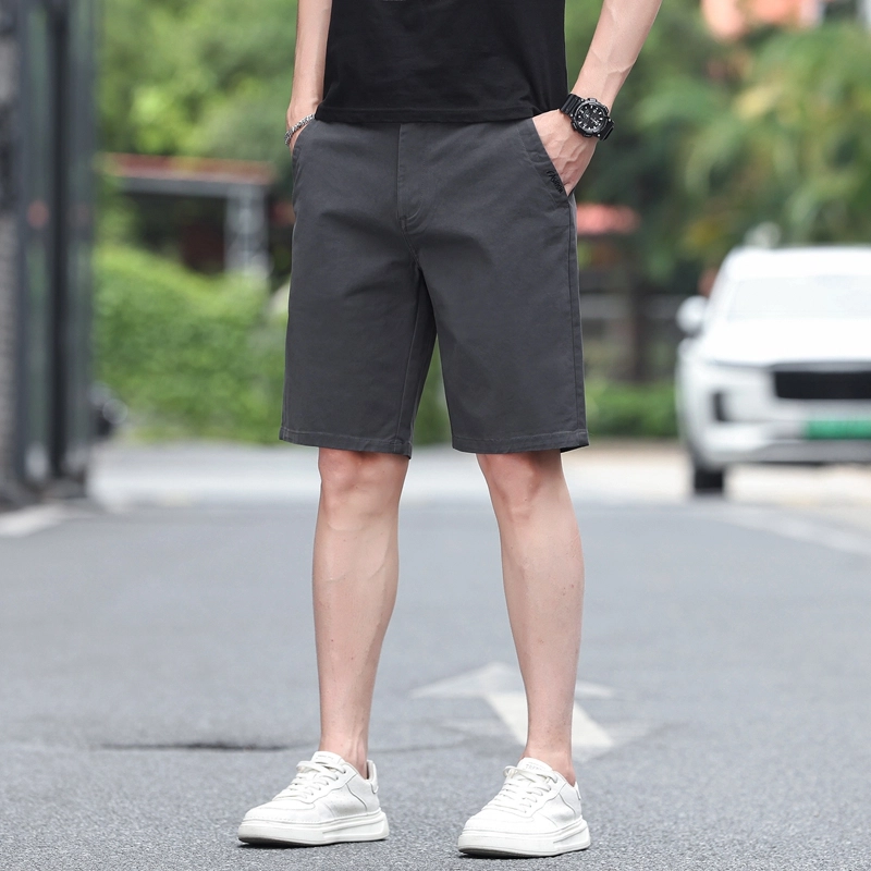 尘映 夏季薄款高端轻奢纯棉宽松轻商务时尚百搭直筒七分休闲短裤 男款