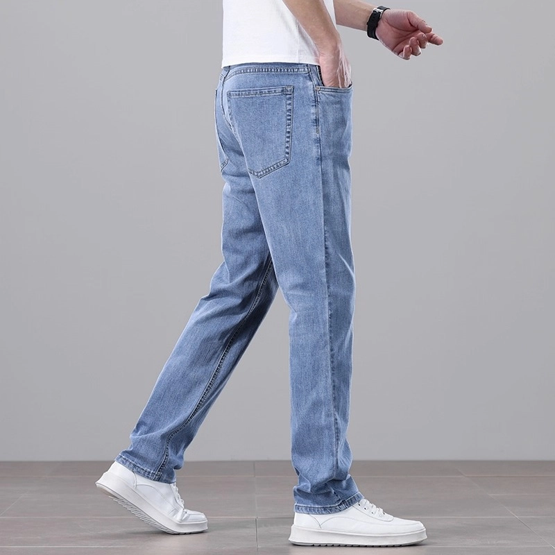 炳盛 高端夏季薄款直筒弹力百搭休闲长裤牛仔裤 男女同款