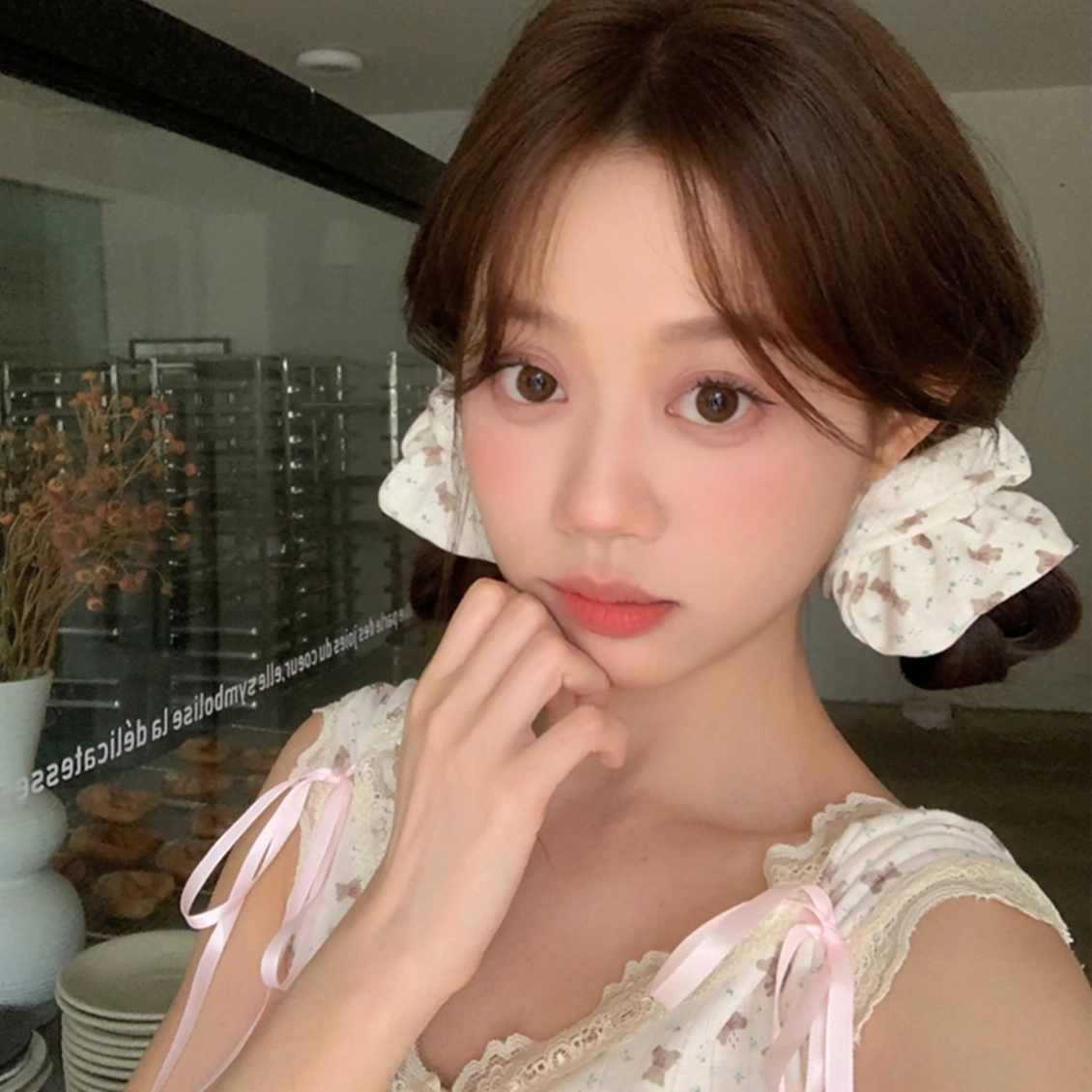 希铃 可可奶油小熊 棉麻 发圈 女款