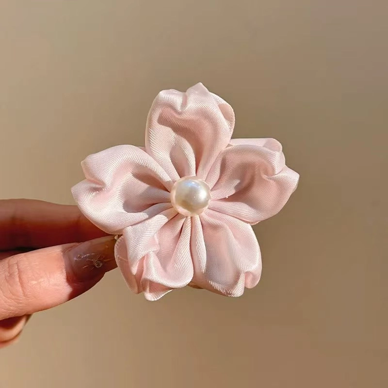 希铃 甜美樱花花朵 棉麻 发夹 女款