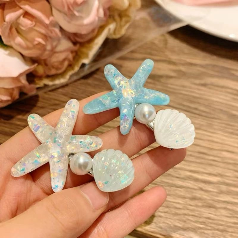 希铃 亮闪闪海星贝壳简约珠珠甜美 亚克力 发夹 女款