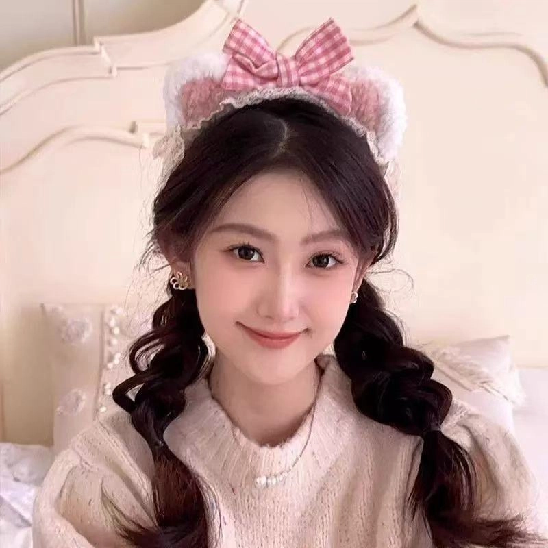 希铃 蝴蝶结猫耳朵可爱#好运 聚酯纤维 发箍 女款