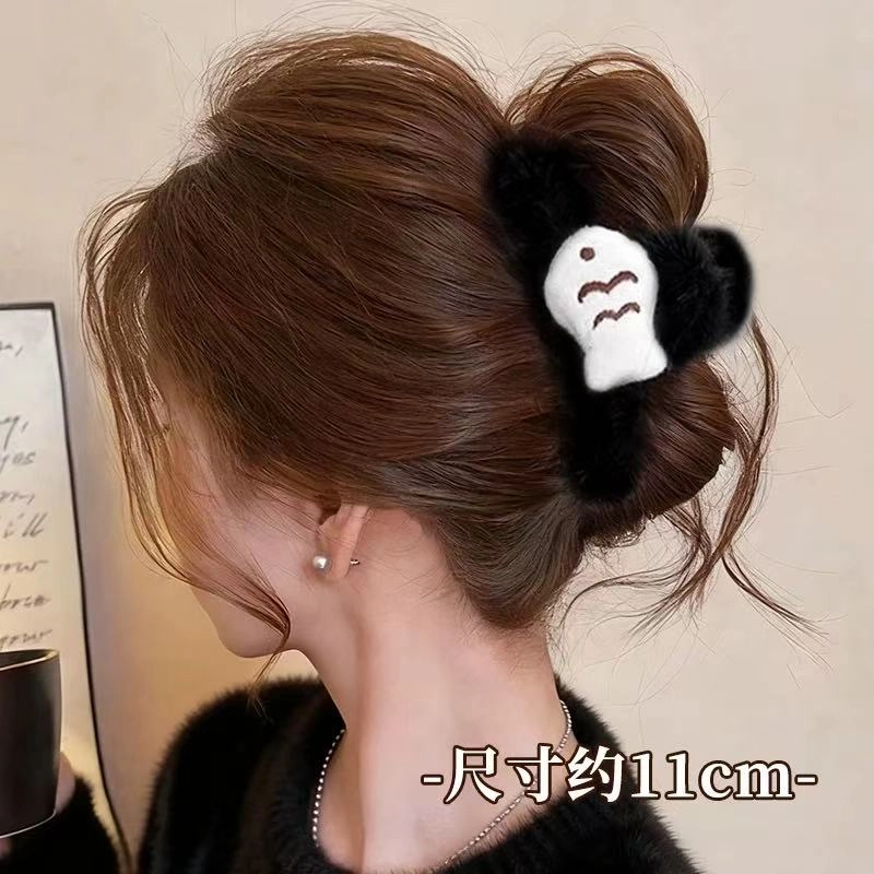希铃 可爱毛绒 聚酯纤维 发夹 女款